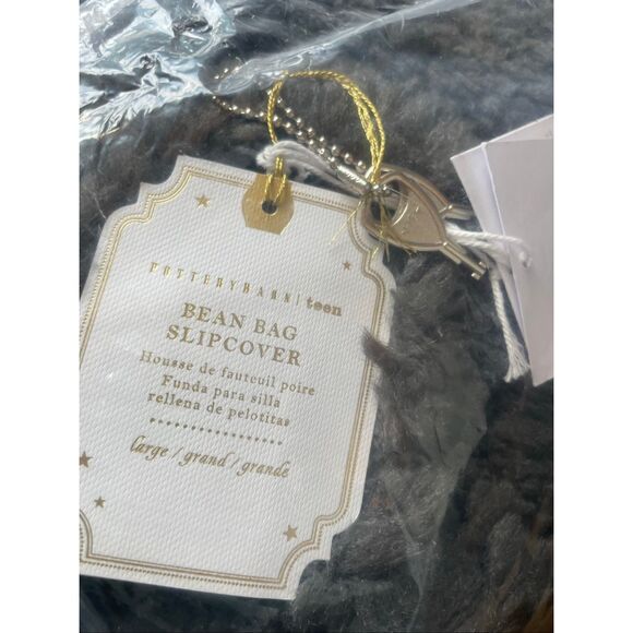 Pottery Barn Teen Sherpa Charcoal Bean Bag Chair Slipcover Large - Picture 4 of 7